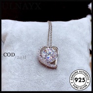 PT950 Women's Super Sparkling 2-Rust Zircon Heart Hanging Necklace