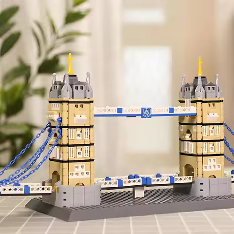 Building Blocks Set UK London Landmark Twin Tower Bridge Bricks Model Puzzle Toys Gifts Decoration F