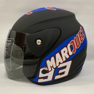Helm Evo Marquez 93 Hitam Semut Merah Biru Half Face Helmet Nouvo Helem SNI Dewasa Motif - bukan KYT