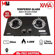 XMA XMA-88 Glass Gas Stove Cook / Double Burners Glass Built In Hob Gas Cooker Gas Dapur Kaca Gelas Masak / Gas Cooker