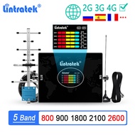 Lintratek 70dB Five Band Signal Booster 2G 900 GSM 3G 2100 4G LTE 1800 B20 800 2600 Network Cellular