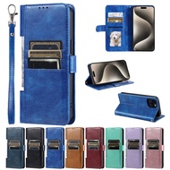 Magnetic Casing For Samsung  M12 F12 A51 A71 A12 A03S 4G 5G Business Card Holder Stand Flip Leather Case Retro PU Cover