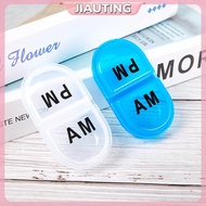 JIAUTING 2 Grids Waterproof Pill Organizer Portable Oval Pill Box Pill Container Daily AM&PM Contain