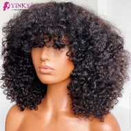 zilian Kinky Curly Human Hair Wigs With Bangs Short zilian Remy Human Hair Full Machine Made Wigs fo