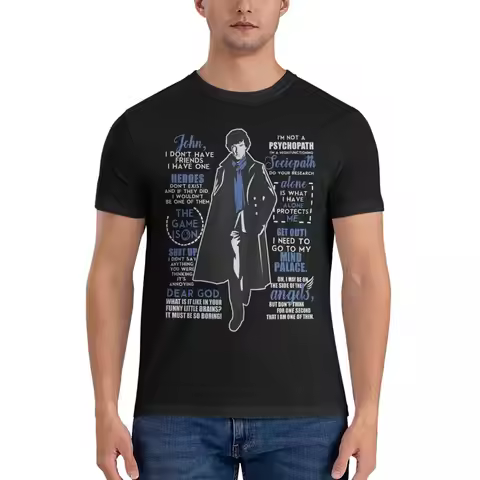 Quotes. V2.0 Men T Shirt S-Sherlock Holmes Casual Tees Short Sleeve O Neck T-Shirts Pure Cotton Orig
