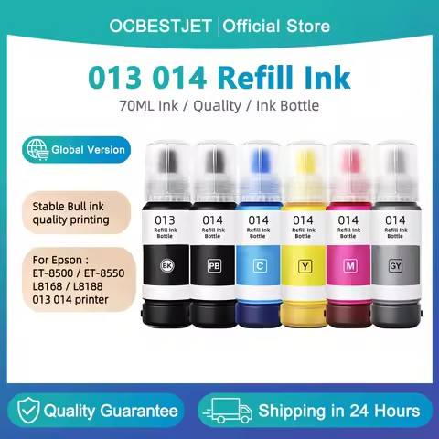 70ML Refill Ink 013 014 Ink bottle for Epson 013 014 dye ink for Epson ET‑8500 ET‑8550 L8168 L8188 P