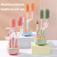 Baby Milk Bottle Feedingm silicone bottle brush long-handled cleaning brush  rotating cleaning bottle brush set