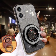 For Moto G35 Case Frozen Silicone Fashionable Soft Clear Dustproof Bracket Holder Adsorb for Motorol