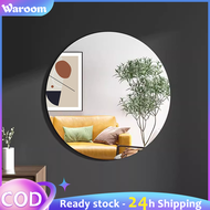 WAROOM Acrylic Round Mirror Wall Stickers Acrylic Round  / Oval Mirror Unbreakable Mirror Self Adhesive Stickers Mirror Modern DIY Art Home Decor Wall Mural Full-Length Mirror Hanging Mirror Cermin Panjang Murah hiasan rumah Cermin akrilik