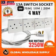 SIRIM 4WAY Bakelite Portable Extension Socket Outlet Extension Plug w/ 40076(1mm)x3C Pure Copper Cab