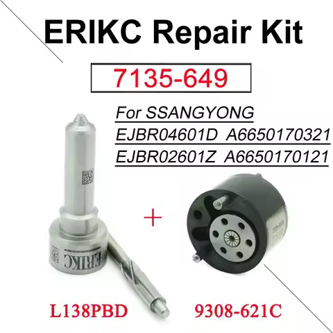 EJBR04601D FUEL INJECTOR VALVE 9308-621C NOZZLE L138PBD REPAIR KITS 7135-649 FOR Euro 3 SSANGYONG DE