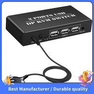 【NEW】Laptop KVM Switch 2 Port 8K@30Hz Displayport1.2 Switch 2 in 1 Out with 3 USB2.0 Port for 2 PC L