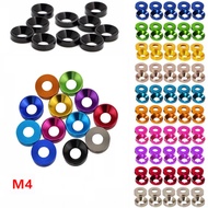 10PCS M4 Aluminum Alloy Countersunk Washer Head Bolt Washer Washer Washer Gasket Anodized Flat Head 