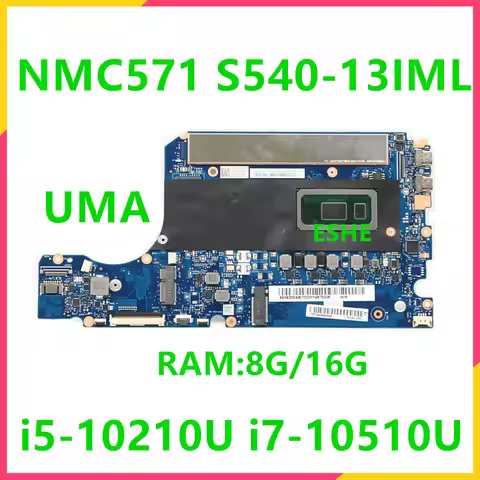 For Lenovo S540-13IML Laptop Motherboard With i5 i7 10th Gen CPU RAM 8G 16G 5B20S43070 5B20S43071 NM