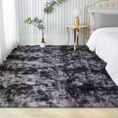 Tie Dyed Dark Gray Carpet 1.6x2.3m Shaggy Rugs for Living Room Fluffy Bed Room Floor Mats Non-Slip W
