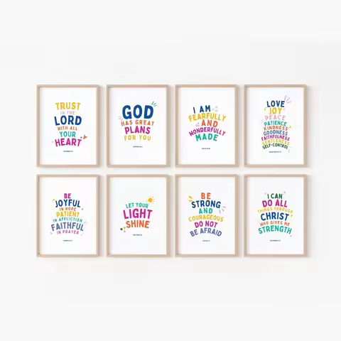 Kids Bible Verse Scripture Poster Church Sunday School Decor Christian Education Catechism Class Pre
