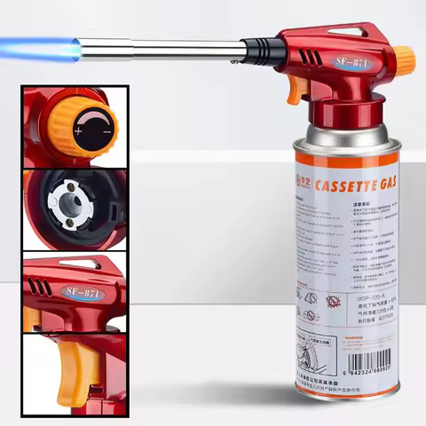 Portable Outdoor Flamethrower Torch Adjustable Gas Flame Gun for Camping BBQ Fire Starter for Hiking
