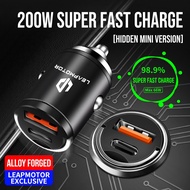 200W Hidden Mini Car Charger Alloy Metal USB Type C Fast Charging PD QC Super Fast Charge For Leapmo