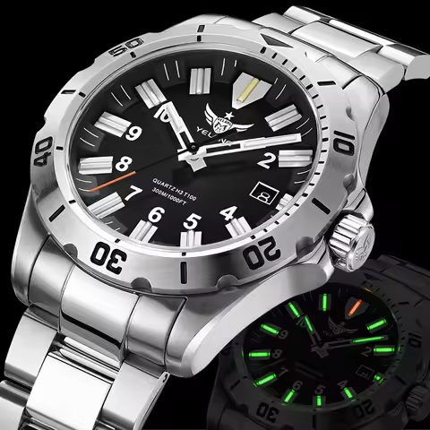 YELANG V1036S 42mm Men Quartz Watch Luminous 10 Years Lithium swiss RONDA 715-Li Movement 30ATM 300m