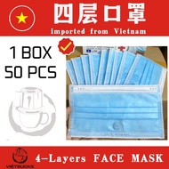 [Ready Stock] Disposable 4Layer FACE MASK IMPORTED FROM VIETNAM 50pcs/ box Topeng Muka 50 keping四層口罩 越南进口