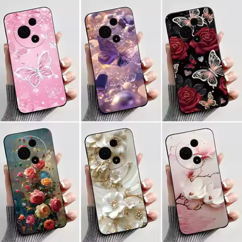 Case For TCL 60 SE 605 / TCL 60 / 60R 5G Phone Case Luxury Fashion Butterfly Flowers Black Soft Sili