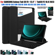 For SAMSUNG Galaxy Tab S9 FE+ 12.4 inch TabS9 FE 10.9 2023 With Keyboard Tablet Case SM-X610 5G SM-X616 SM-X510 5G SM-X516 Fashion 360° Rotating Clear Acrylic Flip Stand Cover