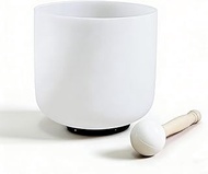 432Hz 7''A Note Third Eye Chakra Frosted Quartz Crystal Singing Bowl Sound Healing With Rubber Malle