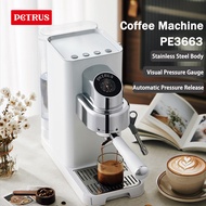 Petrus เครื่องชงกาแฟเครื่องชงกาแฟเครื่องชงเอสเพรสโซ่มืออาชีพพร้อมเครื่องตีฟองนมไอน้ำตัวสเตนเลสสตีลถอดออกได้ถังน้ำของขวัญสำหรับ PE3663พ่อแม่