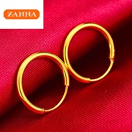 Saudi Gold 18k Pawnable Legit Earrings Female 2.3 cm Wide Glossy Earrings Jewelry Gold Vintage Brida