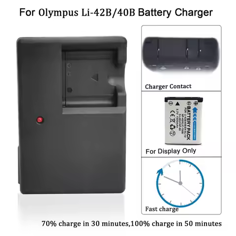 LI-40C Charger for Camera Olympus LI-42B,LI-40B,LI-41C,EN-EL10,NP-45,KLIC-7006,D-LI63,CNP-80 battery