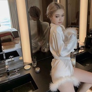 Sky Premium Ostrich Plus Size Home Clothes Cuff Feather New Style Pajamas Women Side Pajamas Women S