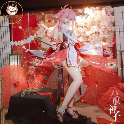 In Stock Yae Miko SSR Cosplay Costume Genshin Impact Яэ Мико Halloween Fox Kitsune Girl Full Set Wig