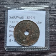 1892H Sarawak 1 Cent - Charles Brooke Rajah