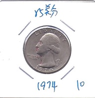 美國錢幣~~西元1974年25美分錢幣10