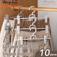 🚚【SG READY STOCK】Pants Rack Hanger With Clip Clothes Hanger Coat Hanger Save Space Hanger