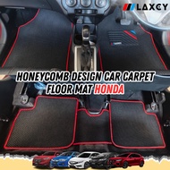 Car Honda Civic City CRV 1996-2025 LAXCY Honeycomb Carpet Floor Mat