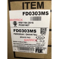 Perodua Ativa brake pad front FBK