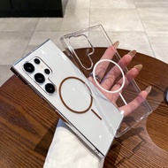 Ultra Thin Transparent Magnetic Phone Case Sumsung S25 S24 Ultra Plus S24FE Clear Shockproof Cover