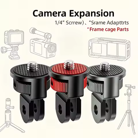 CNC Metal 1/4"-20 Thread Converter 2-Prong Mount Camera Adapter for GoPro 13 12 EZVIZ Insta360 X3 X4