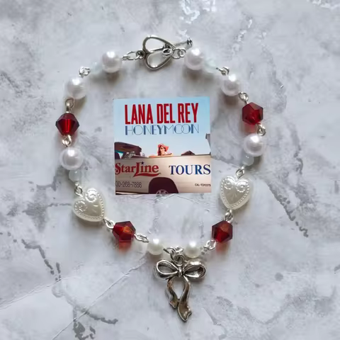 Handmade Lana Del Rey inspired honeymoon album bracelet, Valentine's Day gift, y2k trendy jewelry