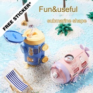 BPA Free Tritan Boys' Bus Drinking Bottle with Tayo Car Milk Straw Submarine Submarine 550ml Portabl