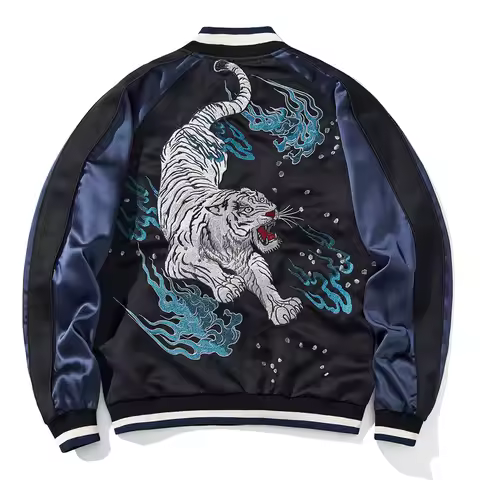 Embroidery China Style Guochao Heavy Industry Embroidery Tiger Down Mountain Guochao Jacket Men's Ca