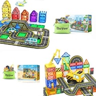 Magnetic Tiles Road Cars Magnetic Building Blocks Magnetic Tiles Construction Set with Crane