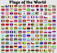 Flags of The World Decorative Educational Poster Print