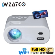 WZATCO DP02W แบบ Full HD 1080P เครื่องโปรเจคเตอร์ขนาดเล็ก WiFi 5กระจกเงาที่ป้องกันแบบพกพาไฟ LED บลูทูธโฮมเธียเตอร์ M.2โปรเจคเตอร์ลำแสง