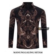 HITAM KEMEJA Original Batik Shirt With Black MANUNGGALING Motif, Men's Batik Shirt For Men, Slimfit, Full Layer, Long Sleeve