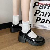 PRESTON Lolita Shoes, Y2k Spring/Autumn High Heels Shoes, Japanese Style JK Black Gothic Leather Sho