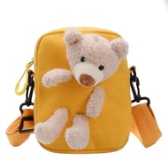 A&amp;K Qshop bear canvas sling bag with bear