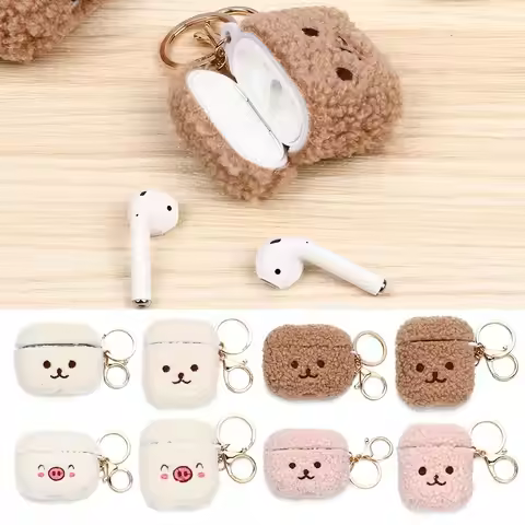 Earphone Cover Fluffy Bear Earphone Case Headphone Box Headphones Fur Case For Apple Airpods 1 2 Pro