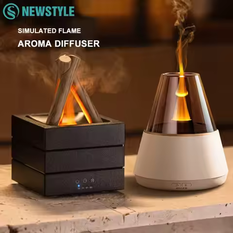 NEWSTYLE Simulated Flame Aroma Diffuser Bonfire Air Humidifier Ultrasonic Cool Mist Maker Fogger LED